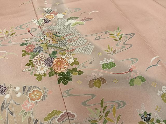 平和屋着物●訪問着 友禅 草花鈴文 暈し染め 金彩 正絹 逸品 AAAZ0329zg