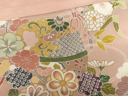 平和屋着物●訪問着 友禅 草花鈴文 暈し染め 金彩 正絹 逸品 AAAZ0329zg