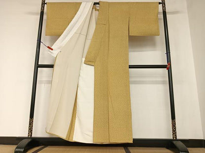 平和屋着物▽人間国宝 初代 六谷梅軒(六谷紀久男)錐彫り 重要無形文化 財伊勢型紙 江戸小紋 単衣 菊尽くし 正絹 逸品 AAAZ0331zg