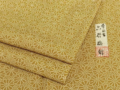 平和屋着物▽人間国宝 初代 六谷梅軒(六谷紀久男)錐彫り 重要無形文化 財伊勢型紙 江戸小紋 単衣 菊尽くし 正絹 逸品 AAAZ0331zg