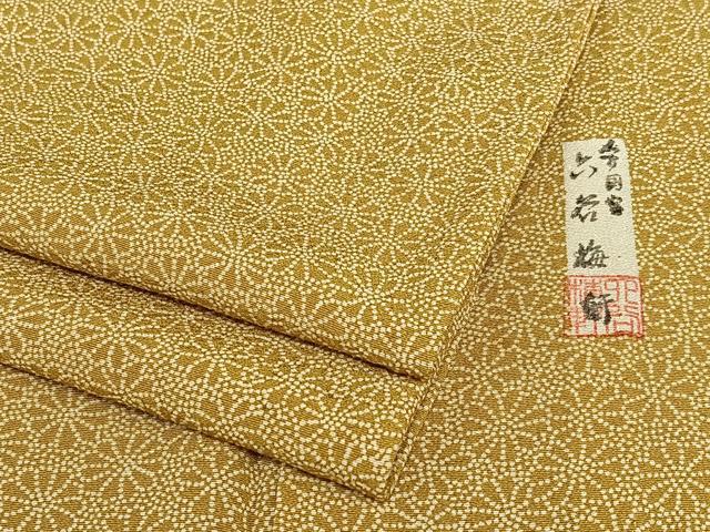 平和屋着物▽人間国宝 初代 六谷梅軒(六谷紀久男)錐彫り 重要無形文化 財伊勢型紙 江戸小紋 単衣 菊尽くし 正絹 逸品 AAAZ0331zg