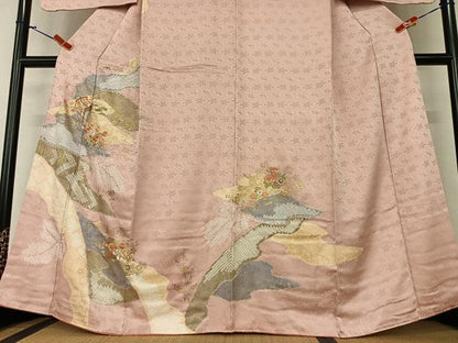 平和屋着物●創業460年・千總 訪問着 駒刺繍 絞り 御所車花文 金彩 正絹 逸品 AAAZ0339zg