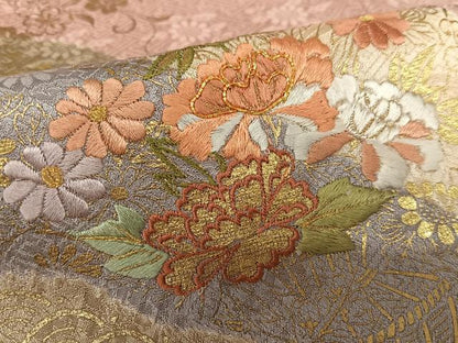 平和屋着物●創業460年・千總 訪問着 駒刺繍 絞り 御所車花文 金彩 正絹 逸品 AAAZ0339zg