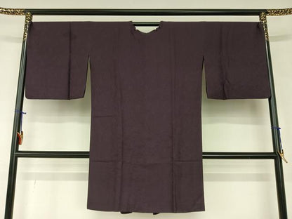 平和屋着物●道行コート　リバーシブル　舞花地紋　鳥羽色×黒色　ロング丈　正絹　逸品　AAAZ0340zg