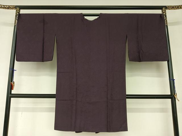 平和屋着物●道行コート　リバーシブル　舞花地紋　鳥羽色×黒色　ロング丈　正絹　逸品　AAAZ0340zg