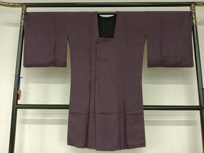 平和屋着物●道行コート　リバーシブル　舞花地紋　鳥羽色×黒色　ロング丈　正絹　逸品　AAAZ0340zg