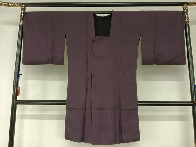 平和屋着物●道行コート　リバーシブル　舞花地紋　鳥羽色×黒色　ロング丈　正絹　逸品　AAAZ0340zg