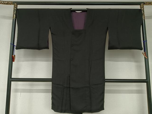 平和屋着物●道行コート　リバーシブル　舞花地紋　鳥羽色×黒色　ロング丈　正絹　逸品　AAAZ0340zg