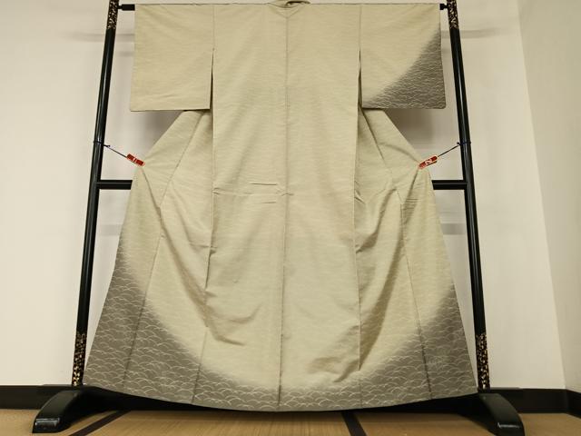 平和屋着物●本場染大島紬　訪問着　芝草文　暈し染め　正絹　逸品　AAAZ0344zg