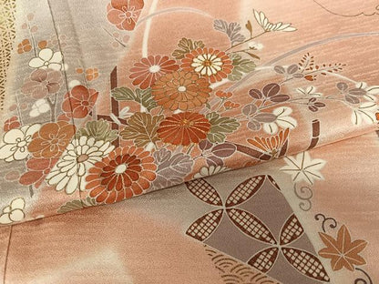 平和屋着物●訪問着 駒刺繍 草花文 暈し染め 金彩 正絹 逸品 AAAZ0345zg