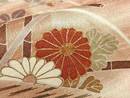 平和屋着物●訪問着 駒刺繍 草花文 暈し染め 金彩 正絹 逸品 AAAZ0345zg