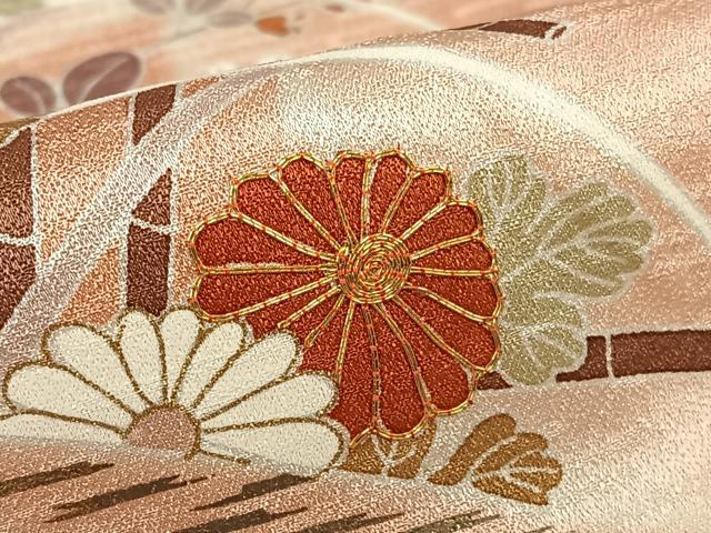 平和屋着物●訪問着 駒刺繍 草花文 暈し染め 金彩 正絹 逸品 AAAZ0345zg