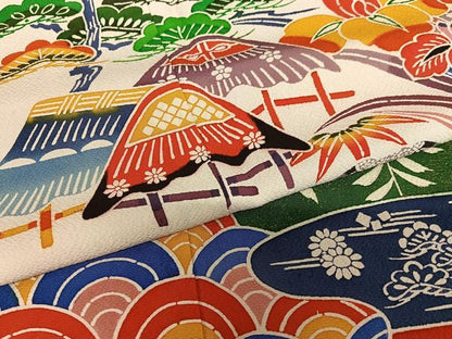平和屋着物●紅型 振袖 風景草花文 正絹 逸品 未使用 AAAZ0351zg