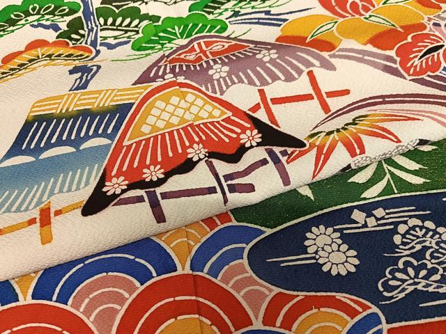 平和屋着物●紅型 振袖 風景草花文 正絹 逸品 未使用 AAAZ0351zg