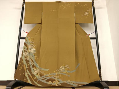 平和屋着物●訪問着 絞り 雪輪重ね花松文 金彩 ますいわ屋扱い 正絹 逸品 AAAZ0358zg