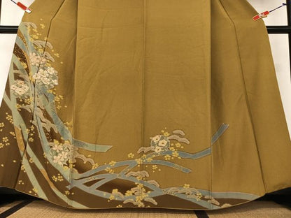 平和屋着物●訪問着 絞り 雪輪重ね花松文 金彩 ますいわ屋扱い 正絹 逸品 AAAZ0358zg