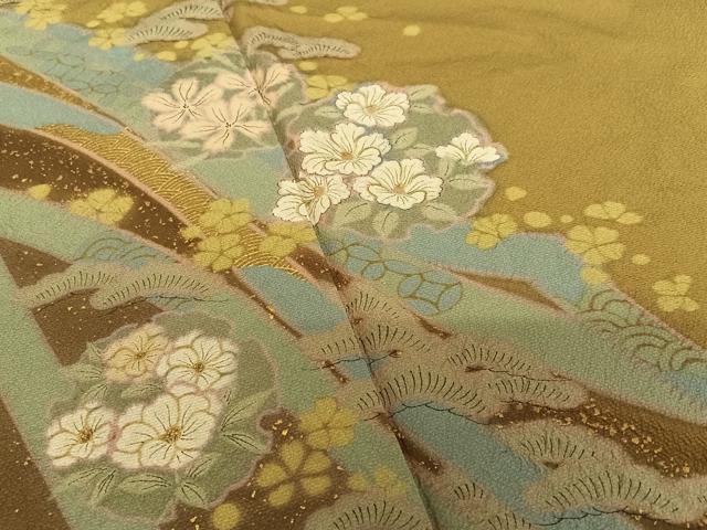 平和屋着物●訪問着 絞り 雪輪重ね花松文 金彩 ますいわ屋扱い 正絹 逸品 AAAZ0358zg