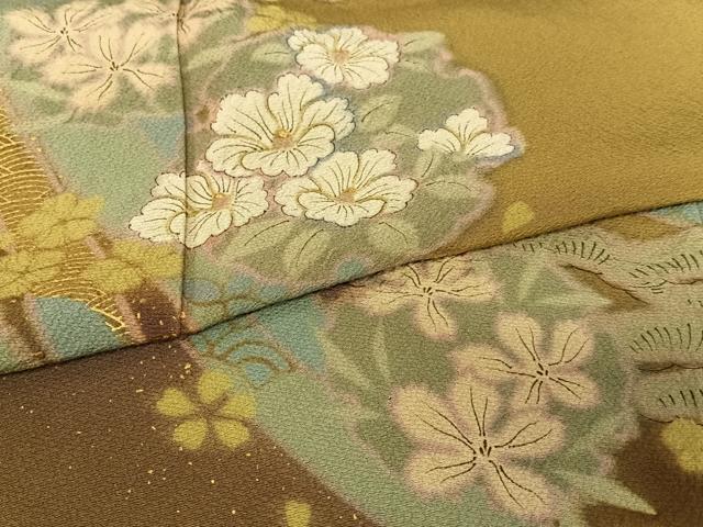 平和屋着物●訪問着 絞り 雪輪重ね花松文 金彩 ますいわ屋扱い 正絹 逸品 AAAZ0358zg