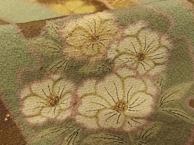 平和屋着物●訪問着 絞り 雪輪重ね花松文 金彩 ますいわ屋扱い 正絹 逸品 AAAZ0358zg