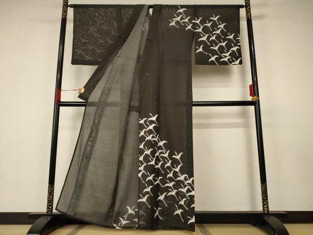 平和屋着物＊夏物 訪問着 絽 飛鶴文 洗える着物 AAAZ0494jd