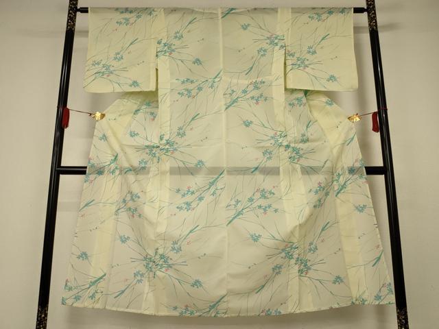 平和屋着物＊夏物　小紋　絽　枝花文　洗える着物　AAAZ0504jd