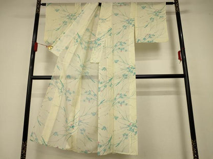 平和屋着物＊夏物　小紋　絽　枝花文　洗える着物　AAAZ0504jd