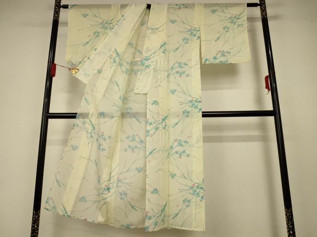 平和屋着物＊夏物　小紋　絽　枝花文　洗える着物　AAAZ0504jd