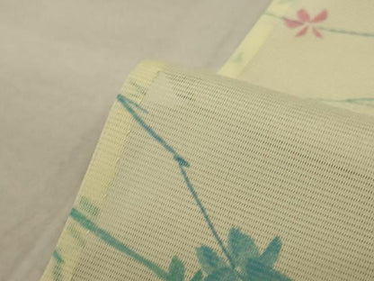 平和屋着物＊夏物　小紋　絽　枝花文　洗える着物　AAAZ0504jd