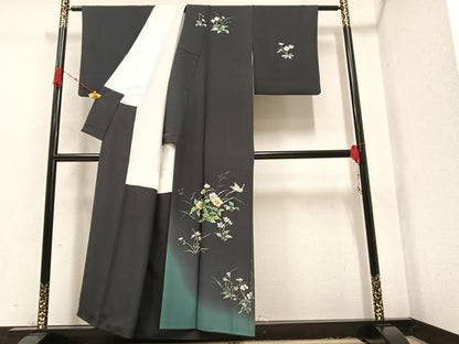 平和屋着物●訪問着　手描き　花蝶文　暈し染め　正絹　逸品　AAAZ0529ph