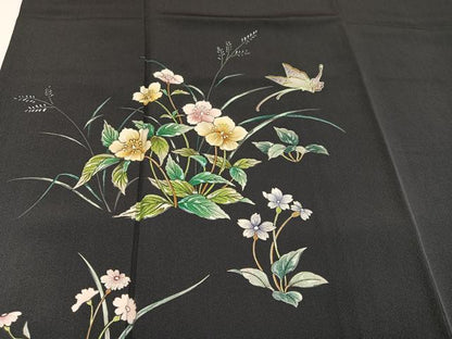 平和屋着物●訪問着　手描き　花蝶文　暈し染め　正絹　逸品　AAAZ0529ph