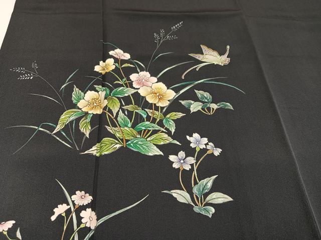 平和屋着物●訪問着　手描き　花蝶文　暈し染め　正絹　逸品　AAAZ0529ph