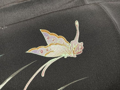 平和屋着物●訪問着　手描き　花蝶文　暈し染め　正絹　逸品　AAAZ0529ph
