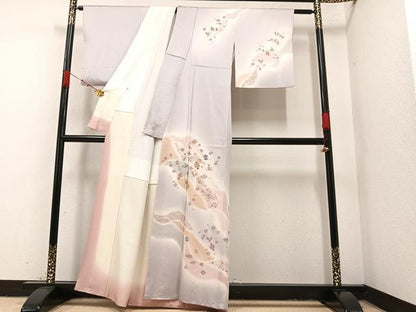 平和屋着物●創業460年・千總　訪問着　刺繍　花宝尽くし　暈し染め　正絹　逸品　AAAZ0537ph