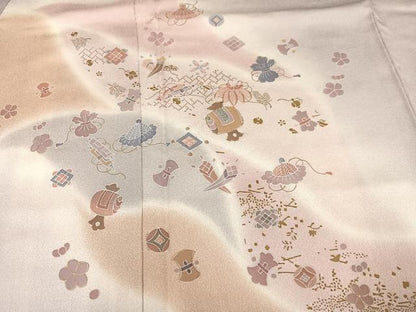 平和屋着物●創業460年・千總　訪問着　刺繍　花宝尽くし　暈し染め　正絹　逸品　AAAZ0537ph
