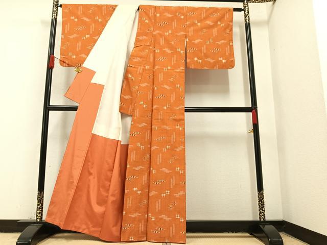 平和屋着物●上質な紬 琉球絣文様 正絹 逸品 AAAZ0542ph