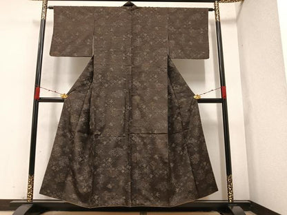 平和屋着物●上質な小紋 紬地 花鳥文 正絹 逸品 AAAZ0554ph