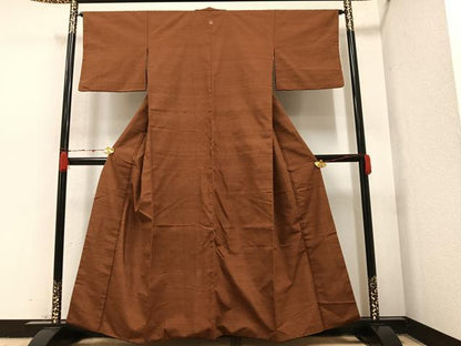 平和屋着物●上質な紬 色無地 駱駝色 正絹 逸品 AAAZ0555ph