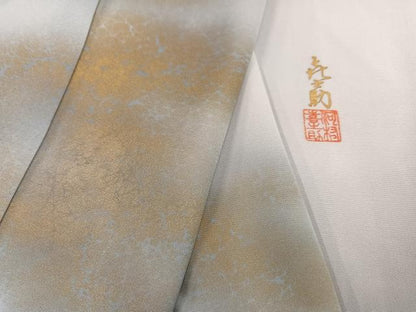 平和屋着物●箔工芸作家　河村喜之助　訪問着　霞文　暈し染め　金彩　正絹　逸品　AAAZ0571ph