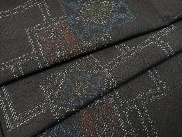 平和屋着物●結城紬 幾何学文様 正絹 逸品 AAAZ0576ph