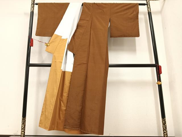 平和屋着物●上質な紬　格子　正絹　逸品　未使用　AAAZ0581ph