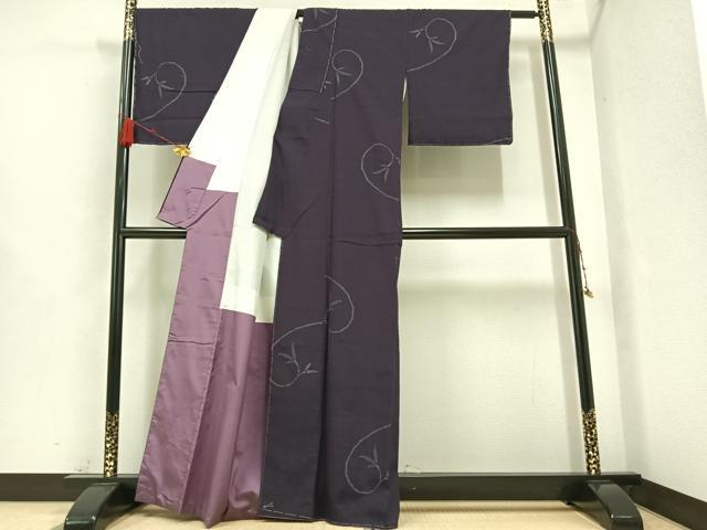 平和屋着物●結城紬 100亀甲 草木文 正絹 逸品 未使用 AAAZ0592ph