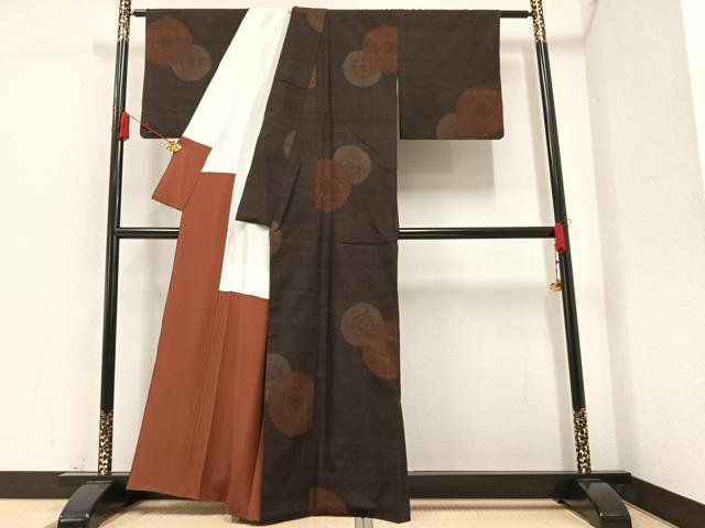 平和屋着物●上質な紬 番傘 正絹 逸品 AAAZ0593ph