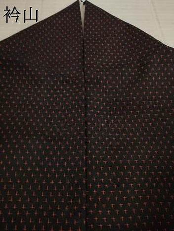 平和屋着物●上質な紬 十字絣 黒地 正絹 逸品 AAAZ0604ck