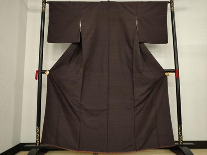 平和屋着物●上質な紬 十字絣 黒地 正絹 逸品 AAAZ0604ck