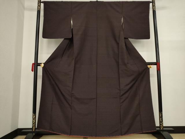 平和屋着物●上質な紬 十字絣 黒地 正絹 逸品 AAAZ0604ck