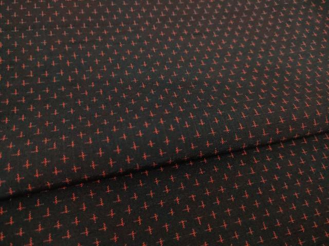 平和屋着物●上質な紬 十字絣 黒地 正絹 逸品 AAAZ0604ck