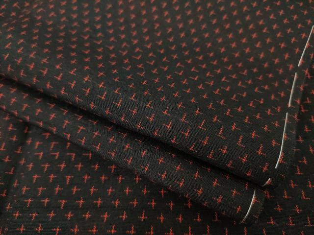 平和屋着物●上質な紬 十字絣 黒地 正絹 逸品 AAAZ0604ck