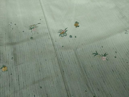 平和屋着物●訪問着　紬地　刺繍　舞花文　暈し染め　正絹　逸品　AAAZ0605ck