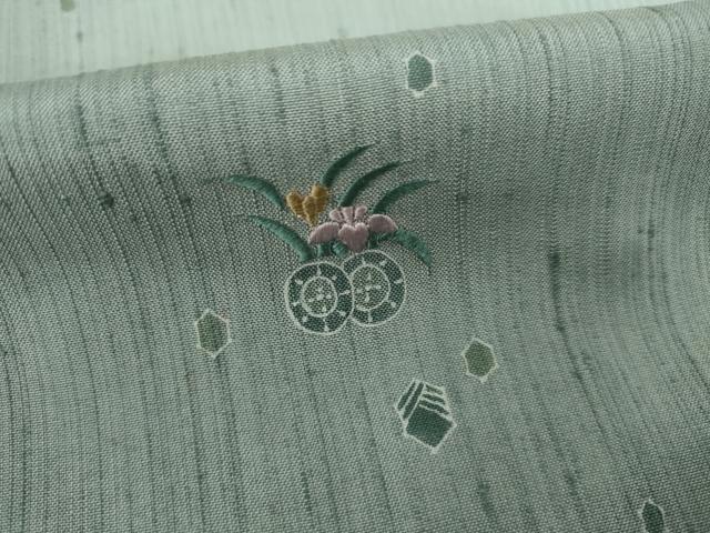 平和屋着物●訪問着　紬地　刺繍　舞花文　暈し染め　正絹　逸品　AAAZ0605ck