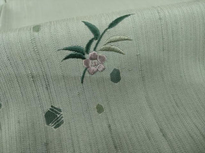 平和屋着物●訪問着　紬地　刺繍　舞花文　暈し染め　正絹　逸品　AAAZ0605ck